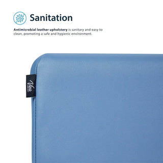 Viva Comfort ADI996-11-BLU Lucas close-up of the blue upholstery corner and label tag
