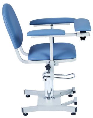 Viva Comfort ADIME997-05 blood drawing chair side profile with armrests and foot pump bar