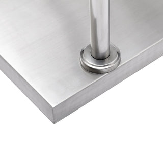 Viva Comfort ADIME904-05 close-up of a rail post mounted to the brushed steel platform corner