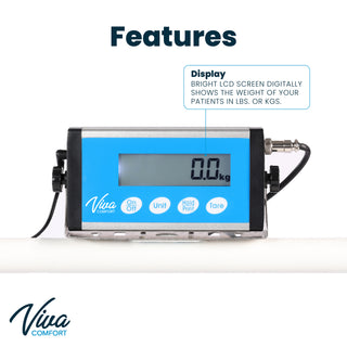 Viva Comfort ADIME904-03 feature graphic of blue LCD display mounted on the handrail