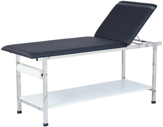 Viva Comfort ADI996-01 Noble folding treatment table, angled view with paper roll and lower shelf