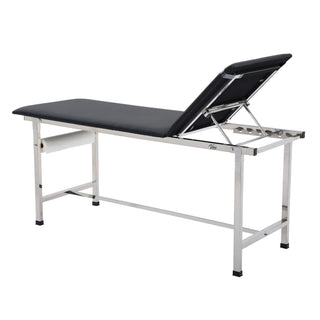 Viva Comfort ADI996-01 Noble folding treatment table, rear angle showing backrest frame and ratchet rack