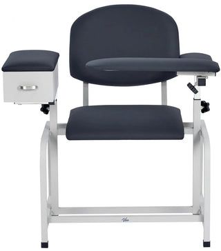 Viva Comfort ADI997-01 blood drawing chair in dark navy with side drawer cabinet and armrest