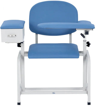 Viva Comfort ADI997-01 blood drawing chair in blue with side drawer cabinet and armrest