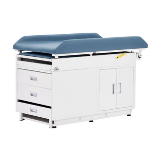 Viva Comfort ADI996-09-PMB Pediatric Grande exam table with blue contoured top and white steel cabinet