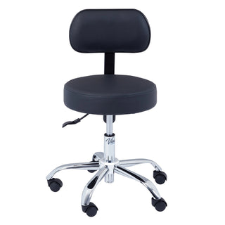 Viva Comfort ADI910-03 exam stool with black seat and contoured backrest on chrome base
