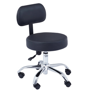 Viva Comfort ADI910-03 exam stool with black seat and backrest, front three-quarter view