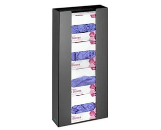 Viva Comfort ADI902-04 tall black dispenser filled with stacked purple exam glove boxes