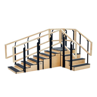 Viva Comfort ADIME906-02-30 convertible rehab staircase in L-shaped layout, angled view