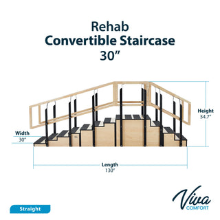 Viva Comfort ADIME906-02-30 convertible rehab staircase dimension diagram, straight layout