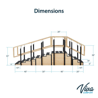 Viva Comfort ADIME906-02-30 convertible rehab staircase dimension diagram of steps and rails