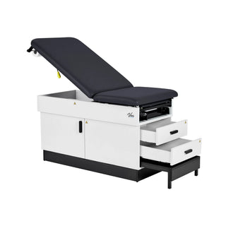 Viva Comfort ADI996-FBASE-M2 Slim Line cabinet exam table with both storage drawers open