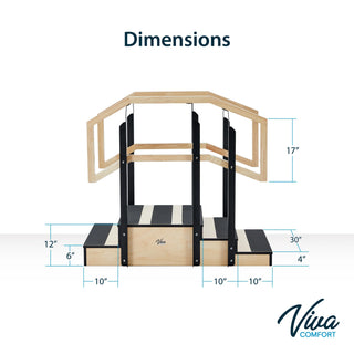 Viva Comfort ADIME906-01 up and down rehab staircase dimension diagram of steps and rails