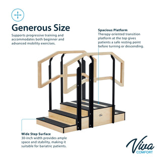 Viva Comfort ADIME906-01 up and down rehab staircase diagram of platform and step surface