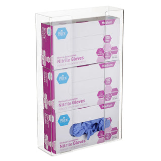 Viva Comfort ADI902-03 clear acrylic dispenser holding stacked boxes of nitrile gloves