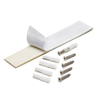 Viva Comfort ADI902-03 close-up of adhesive mounting strip, screws and wall anchors