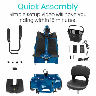 Vive Health 3 Wheel Mobility Scooter - Long Range, Multiple Colors
