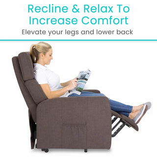 Vive Health LVA2017LGBRNV2 Large Lift Chair Aids standing/reclining With a Quiet Motor 28” Wide Padded Seat, Easy Setup, Ideal For Home and Clinic