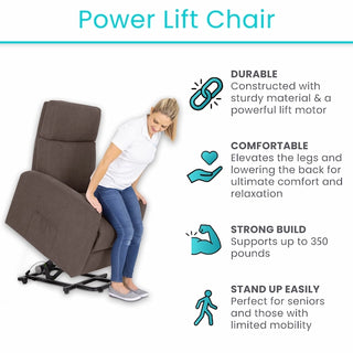 Vive Health LVA2017LGBRNV2 Large Lift Chair Aids standing/reclining With a Quiet Motor 28” Wide Padded Seat, Easy Setup, Ideal For Home and Clinic