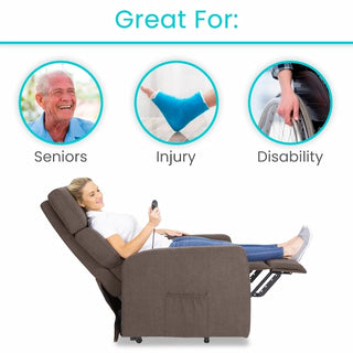 Vive Health LVA2017LGBRNV2 Large Lift Chair Aids standing/reclining With a Quiet Motor 28” Wide Padded Seat, Easy Setup, Ideal For Home and Clinic