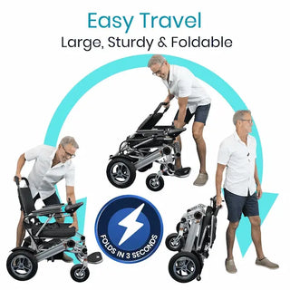 Vive Health MOB1029L Power Wheelchair for Mobility Folding, Black