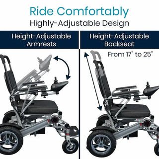 Vive Health MOB1029L Power Wheelchair for Mobility Folding, Black
