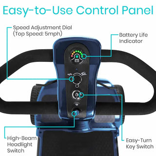 Vive Health MOB1040BLU Mobility Scooter for Long-Range Comfort (Series A, Blue)