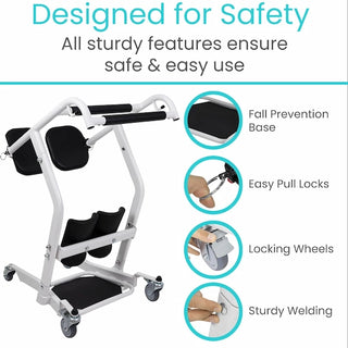 Vive Health MOB1043WHT Transport Stand Assist - Padded, 400lb Capacity, White