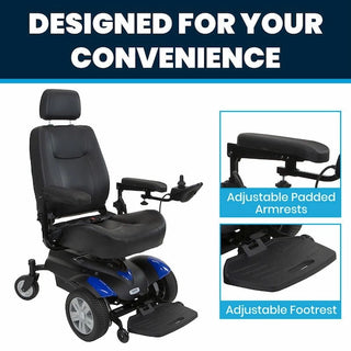 Vive Health MOB1054BLU Electric Wheelchair Model V for Comfort (Blue)