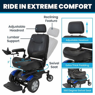 Vive Health MOB1054BLU Electric Wheelchair Model V for Comfort (Blue)