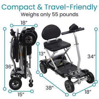 Vive Health MOB1058BLK Folding Scooter for Easy Travel (Black)
