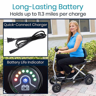 Vive Health MOB1058BLK Folding Scooter for Easy Travel (Black)