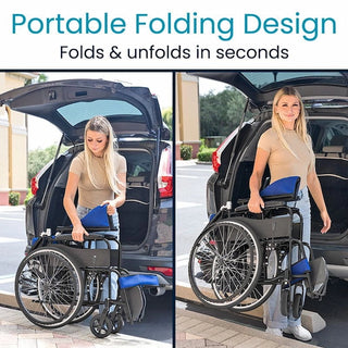 Vive Health MOB1062BLKBLU Air Frame Wheelchair Offers Lightweight Mobility With a Durable Aluminum Frame, Supporting up to 300 lbs. 