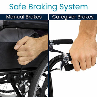 Vive Health MOB1062BLKBLU Air Frame Wheelchair Offers Lightweight Mobility With a Durable Aluminum Frame, Supporting up to 300 lbs. 
