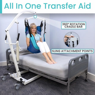 Vive Health MOB1068SLG Hydraulic Patient Lift With Sling Ensures Safe Patient Transfers With a Robust Pump and 400lb Capacity,