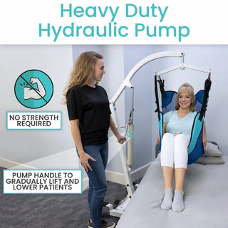 Vive Health MOB1068SLG Hydraulic Patient Lift With Sling Ensures Safe Patient Transfers With a Robust Pump and 400lb Capacity,