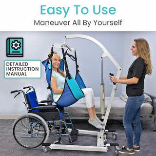 Vive Health MOB1068SLG Hydraulic Patient Lift With Sling Ensures Safe Patient Transfers With a Robust Pump and 400lb Capacity,