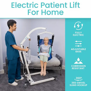 Vive Health MOB1076WHTSLG Electric Patient Lift With Sling