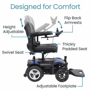Vive Health MOB1094BLU Power Wheelchair Model C for Mobility (Blue)