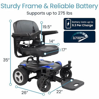 Vive Health MOB1094BLU Power Wheelchair Model C for Mobility (Blue)