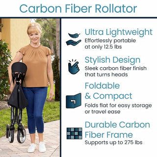 Vive Health MOB1113 Core Carbon Fiber Rollator for Mobility (Weighs Only 12 lbs) 