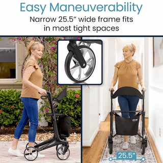 Vive Health MOB1113 Core Carbon Fiber Rollator for Mobility (Weighs Only 12 lbs) 