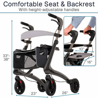 Vive Health MOB1124 CarbonGlide Rollator for Mobility Ultra-Light Rollator