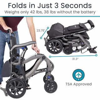 Vive Health MOB1125GRY Air Frame Power Wheelchair - Magnesium Collection