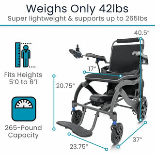 Vive Health MOB1125GRY Air Frame Power Wheelchair - Magnesium Collection