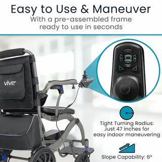 Vive Health MOB1125GRY Air Frame Power Wheelchair - Magnesium Collection