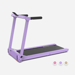 WalkingPad Denise Austin 2.0 treadmill in purple, open with the side handles raised