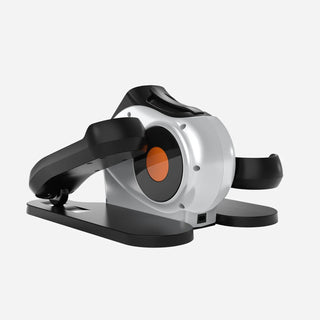 Side view of the WalkingPad E1 under desk elliptical showing the flywheel
