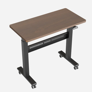 WalkingPad ETD3 mobile standing desk with a dark walnut top and black frame