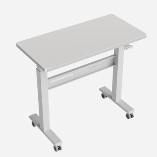 White WalkingPad ETD3 mobile standing desk seen from the side